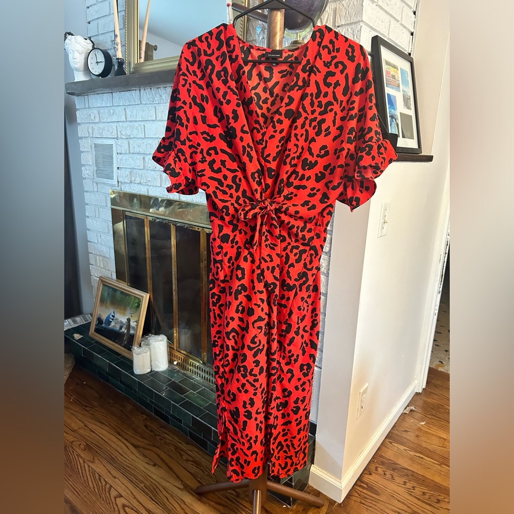 Faux Wrap Midi Dress